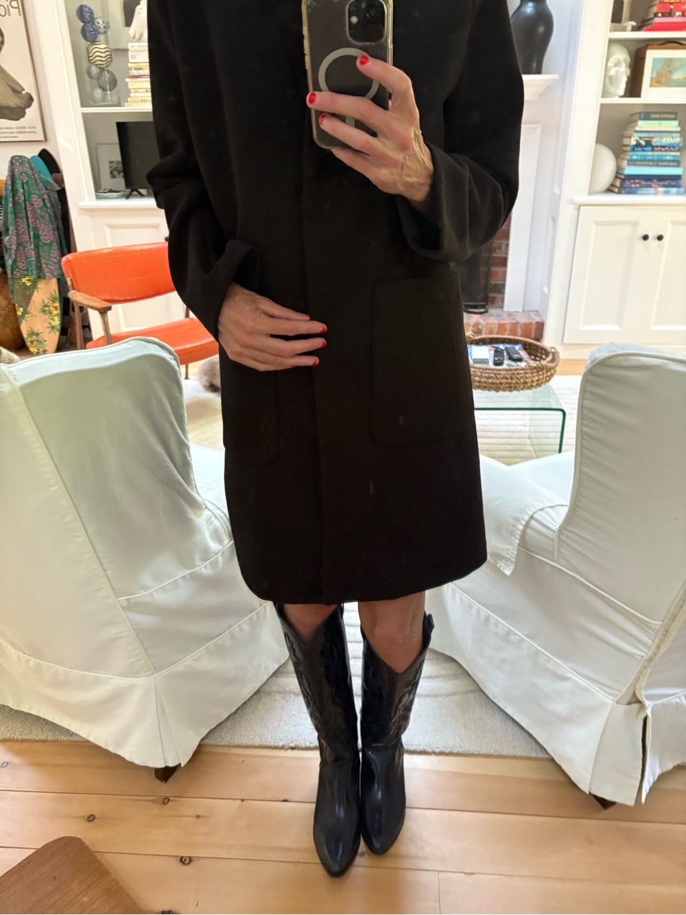Classic Black Wool Coat with Pockets